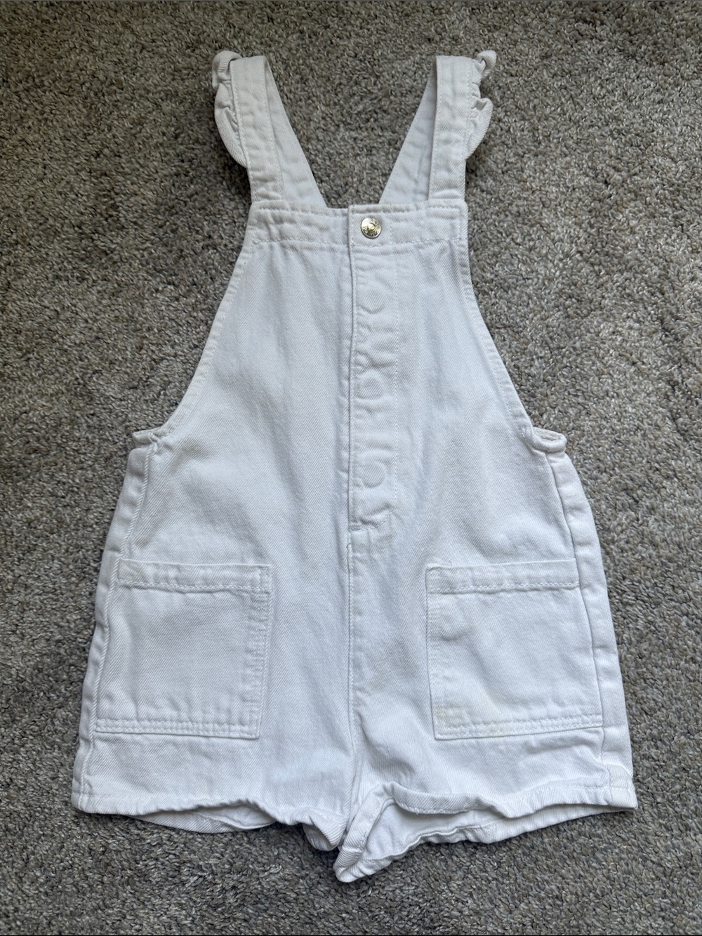 5/$25: Zara White Kids Overall One-Piece Romper with Ruffle Straps
